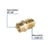 47431 - Niple campana de latón de 1/2" X 3/8", Foset