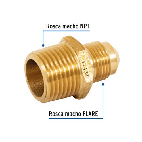47434 - Niple terminal de latón de 3/8" X 1/2", Foset