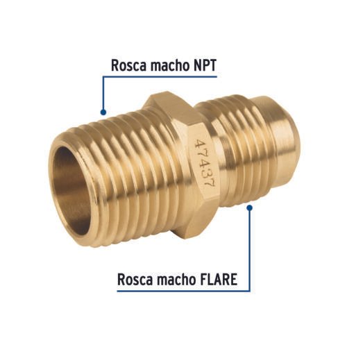 47437 - Niple terminal de latón de 1/2" X 1/2", Foset