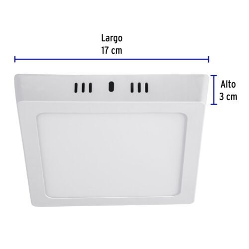 474432 47443 - Luminario LED tipo plafón 12 W, cuadrado, luz de día, blanco