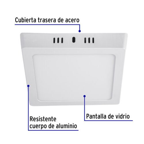 474433 47443 - Luminario LED tipo plafón 12 W, cuadrado, luz de día, blanco