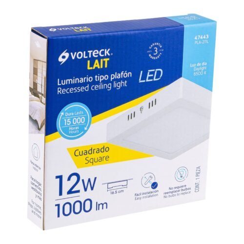 474434 47443 - Luminario LED tipo plafón 12 W, cuadrado, luz de día, blanco