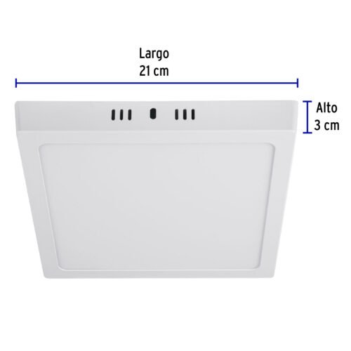 47444 - Luminario LED tipo plafón 18 W, cuadrado, luz de día, blanco