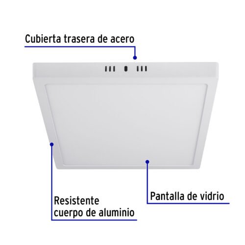 47445 - Luminario LED tipo plafón 24 W, cuadrado, luz de día, blanco