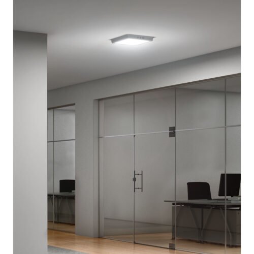 474472 47447 - Luminario LED tipo plafón 12 W, cuadrado, luz de día, gris