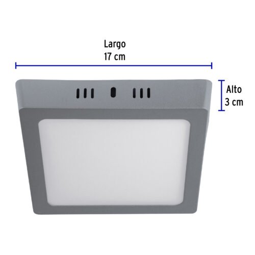 474473 47447 - Luminario LED tipo plafón 12 W, cuadrado, luz de día, gris