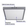 47449 - Luminario LED tipo plafón 24 W, cuadrado, luz de día, gris