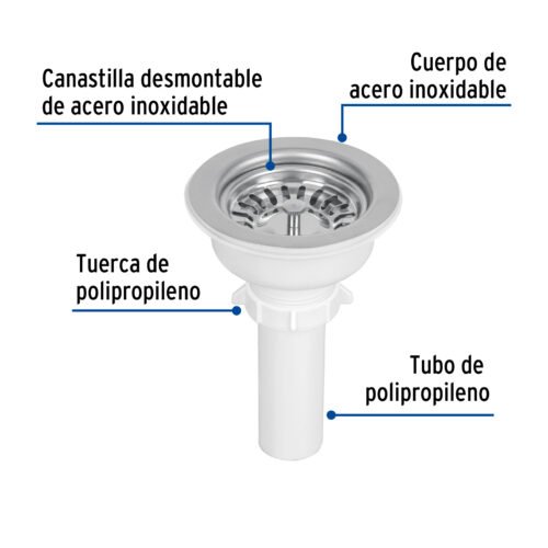 474511 47451 - Contracanasta 3-1/2" inox, instalafácil, tubo plástico,Foset