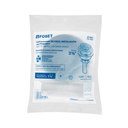 474513 47451 - Contracanasta 3-1/2" inox, instalafácil, tubo plástico,Foset