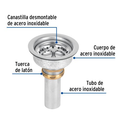 47453 - Contracanasta 3-1/2" inox, instalafácil, tubo inox, Foset