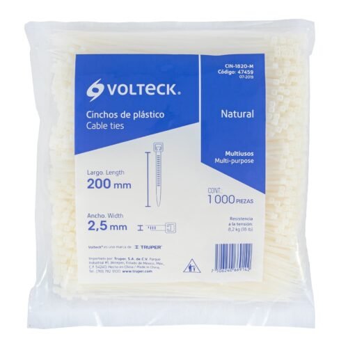 474592 47459 - Bolsa con 1000 cinchos plásticos 18lb, 200x2.5 mm, naturales