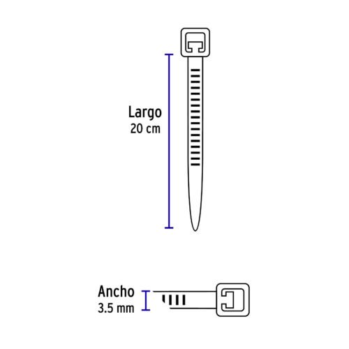 Web 47461 - Bolsa con 1000 cinchos plásticos 40lb, 200x3.5 mm, naturales