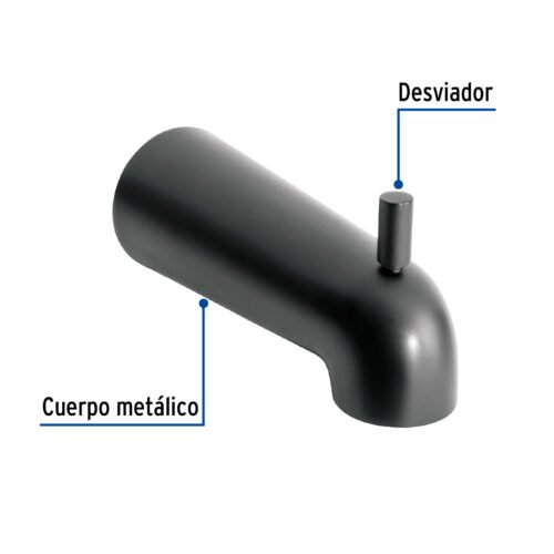 47484 - Salida de tina con desviador, negro, FOSET TÚBIG