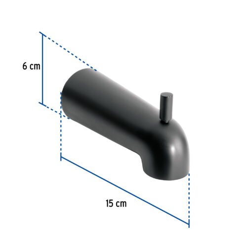 47484 - Salida de tina con desviador, negro, FOSET TÚBIG