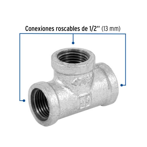 47485 - Tee sencilla 1/2" acero galvanizado, Foset