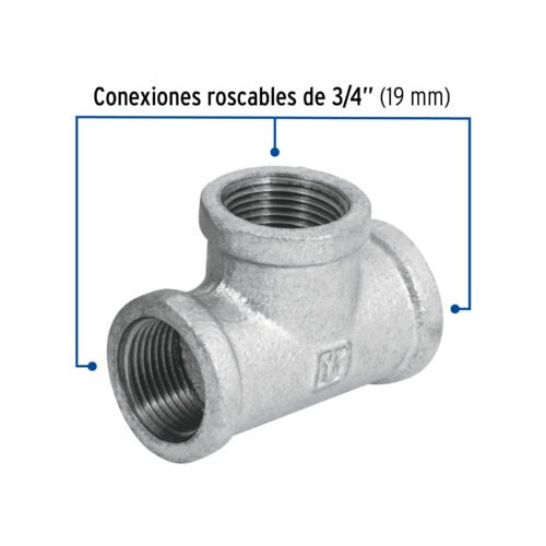 47486 47486 - Tee sencilla 3/4" acero galvanizado, Foset
