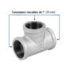 47487 - Tee sencilla 1" acero galvanizado, Foset