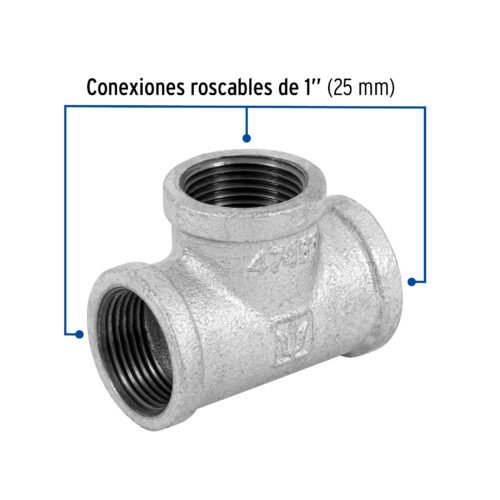 47487 - Tee sencilla 1" acero galvanizado, Foset