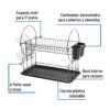 47501 - Escurridor negro de acero con 2 niveles para trastes