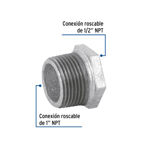 47504 47504 - Reducción bushing acero galvanizado 1"x1/2", Foset