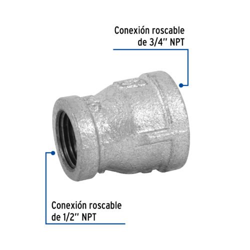 47506 - Reducción campana acero galvanizado 3/4" x 1/2", Foset