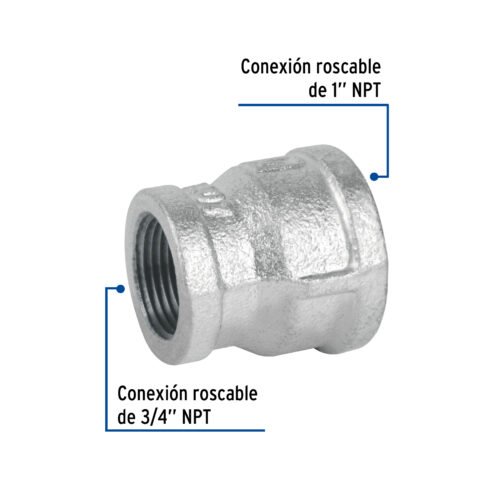 47507 - Reducción campana acero galvanizado 1" x 3/4", Foset