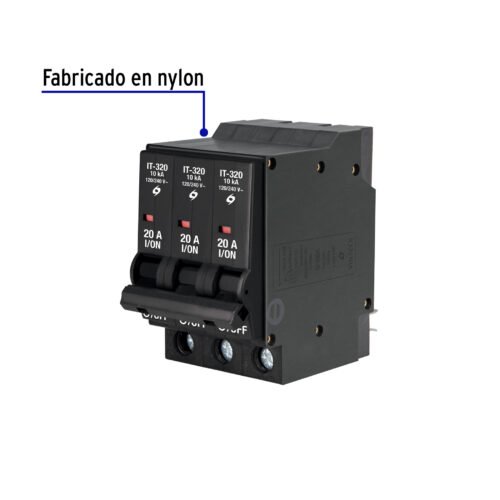 47514 - Interruptor de 3 polos 20A, enchufable, VOLTECK