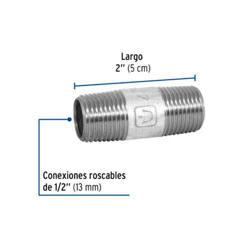 47516 47516 - Niple de acero galvanizado 1/2" x 2", Foset