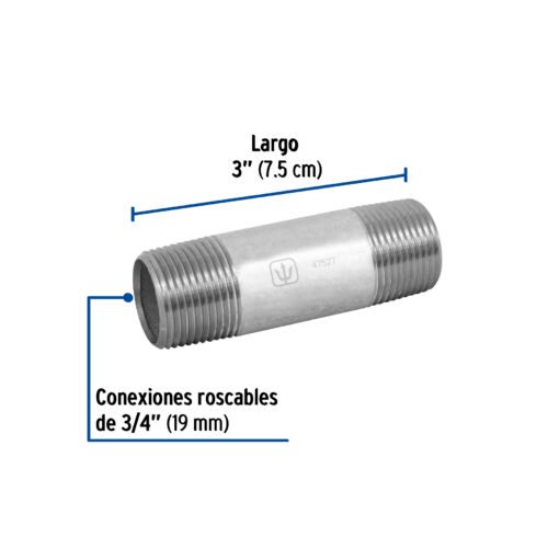 47527 - Niple de acero galvanizado 3/4" x 3", Foset