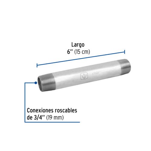 47529 - Niple de acero galvanizado 3/4" x 6", Foset