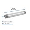 47535 - Niple de acero galvanizado 1" x 8", Foset