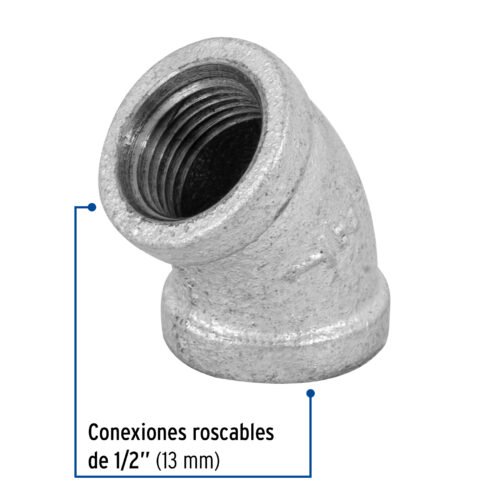 475391 47539 - Codo 45° acero galvanizado de 1/2", Foset