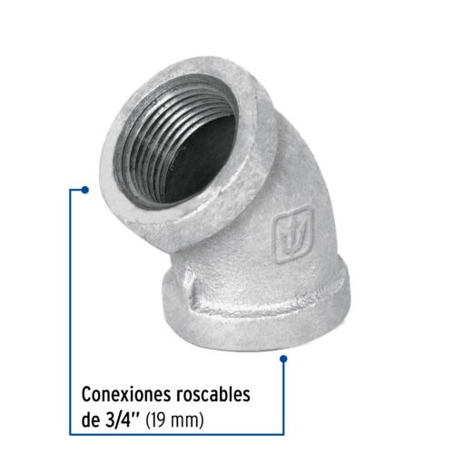 47540 47540 - Codo 45° acero galvanizado de 3/4", Foset
