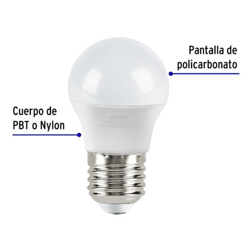 475431 47543 - Lámpara LED G45 3 W (equiv. 25 W), luz cálida, caja, Volteck