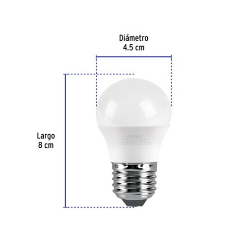 475432 47543 - Lámpara LED G45 3 W (equiv. 25 W), luz cálida, caja, Volteck