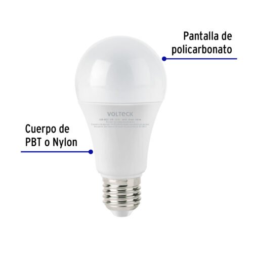 47545 - Lámpara LED tipo bulbo A19 6 W luz cálida, caja, Volteck