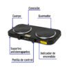 475531 47553 - Parrilla eléctrica 2 quemadores de disco, negra, VOLTECK