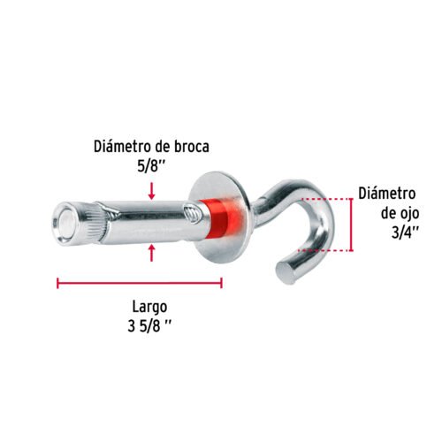 475672 47567 - Bolsa con 2 taquetes expansivos 16x90 mm con armella abierta