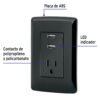 47590 - Contacto aterrizado  2 puertos USB, negro, línea Italiana