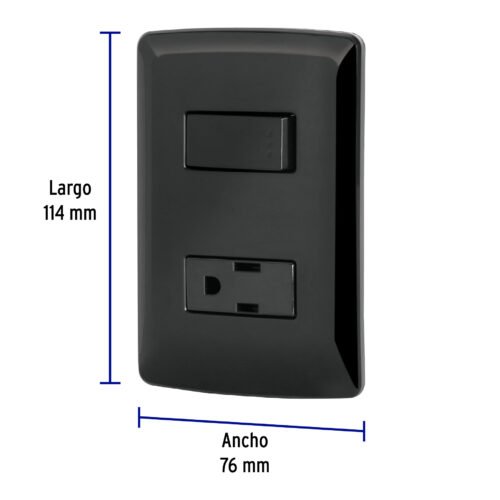 47591 - Placa armada contacto e interruptor, negro, línea Italiana