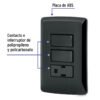 47592 - Placa armada contacto 2 interruptores,negro, línea Italiana