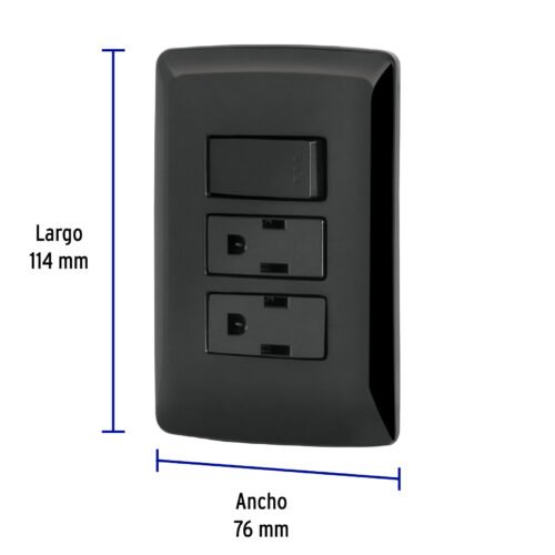 475931 47593 - Placa armada 2 contactos e interruptor,negro, línea Italiana