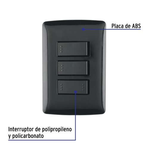 47596 - Placa armada 2 interruptores 1 escalera negro,línea Italiana