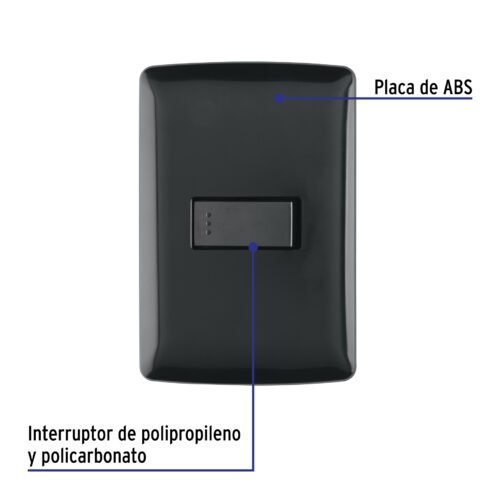 47599 - Placa armada 1 interruptor sencillo, negro, línea Italiana