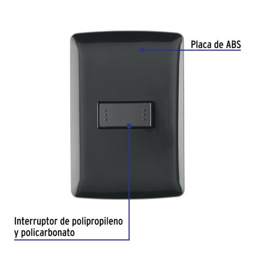 47600 - Placa armada 1 interruptor escalera, negro, línea Italiana