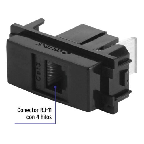 47611 - Toma de teléfono, línea Italiana, color negro, Volteck