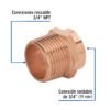 47626 - Conector de cobre de rosca exterior 3/4", Foset Basic