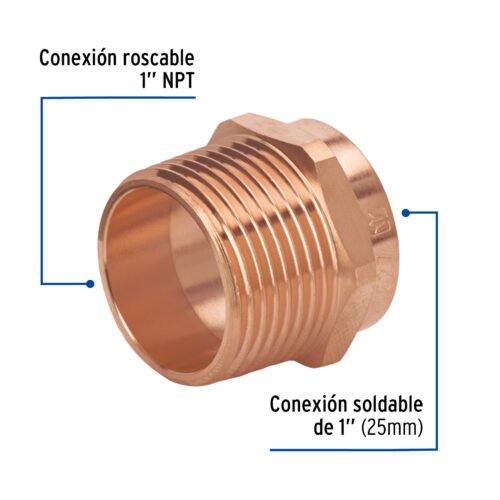 47627 - Conector de cobre de rosca exterior 1", Foset Basic