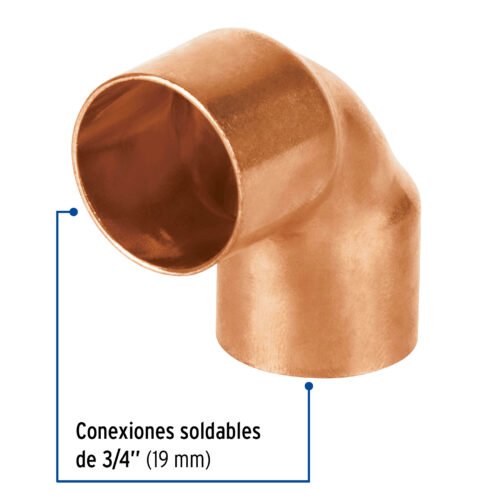 47632 - Codo 90° de cobre 3/4", FOSET BASIC