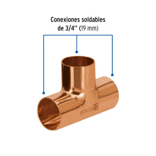 47638 - Tee sencilla de cobre 3/4", FOSET BASIC